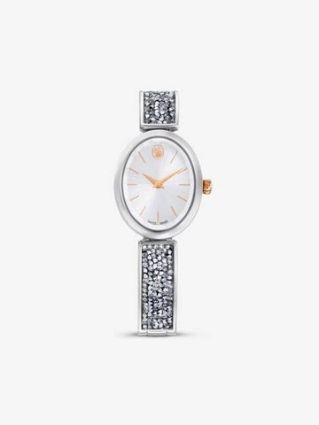 Crystal Rock Oval Metal Watch White Silver - SWAROVSKI - BALAAN 1