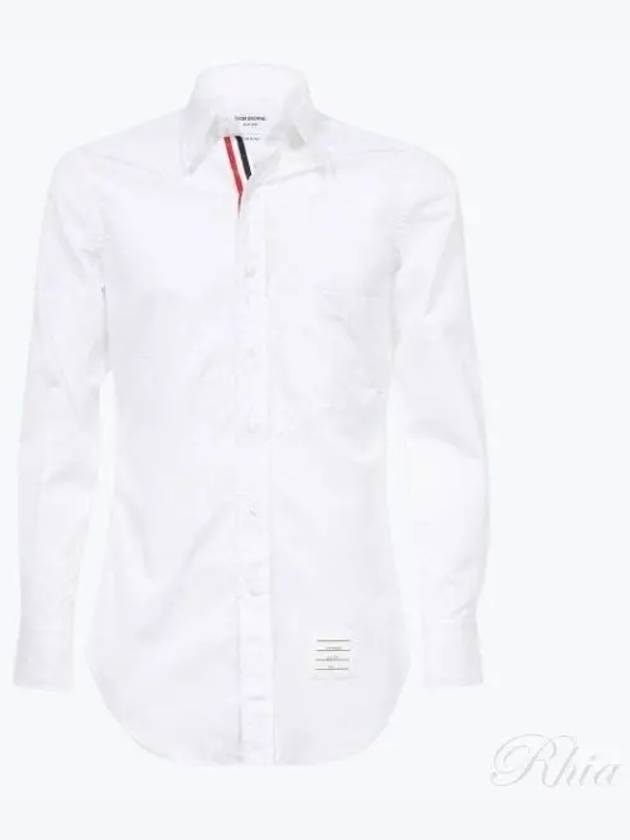 Men's Grosgrain Placket Solid Poplin Long Sleeve Shirt White - THOM BROWNE - BALAAN 2