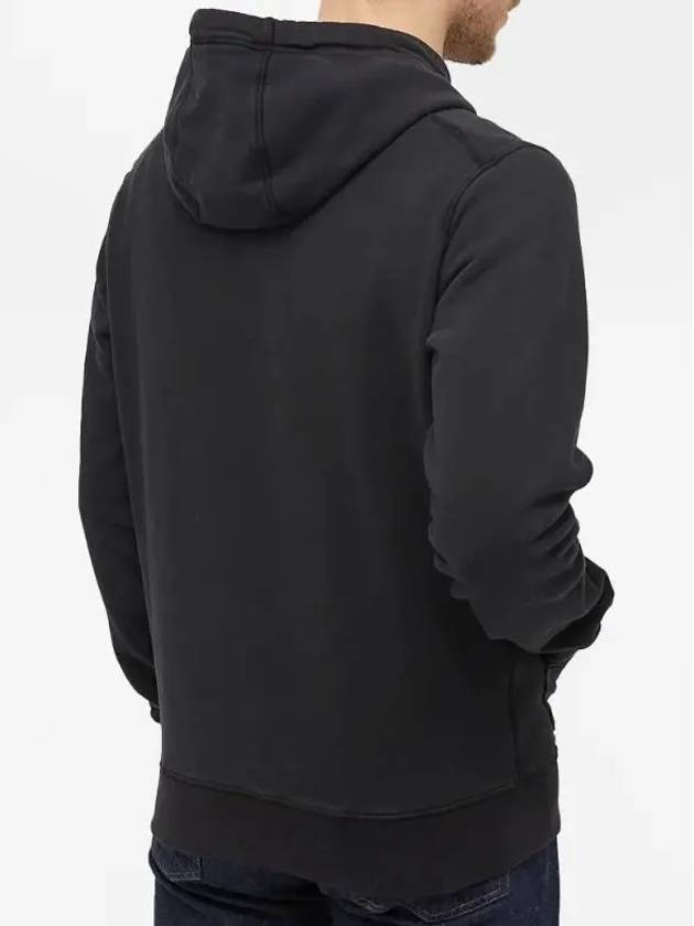 Wappen Patch Brushed Cotton Fleece Hoodie Black - STONE ISLAND - BALAAN 4