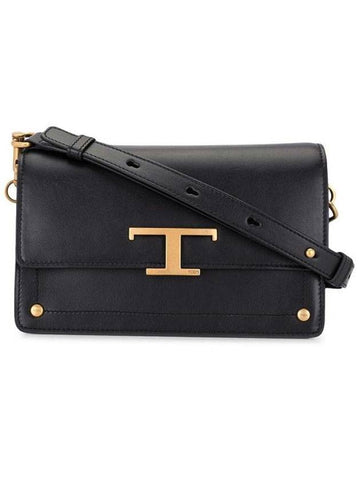 Timeless T Logo Small Satchel Shoulder Bag Black - TOD'S - BALAAN 1