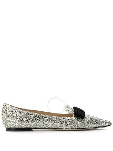 Jimmy Choo Champagne Gala Coarse Glitter Bow Flats, Brand Size 35 (US Size 5) - JIMMY CHOO - BALAAN 1