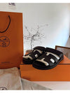 Hermes Chypre H Logo Calfskin Sandals Black - HERMES - BALAAN 4