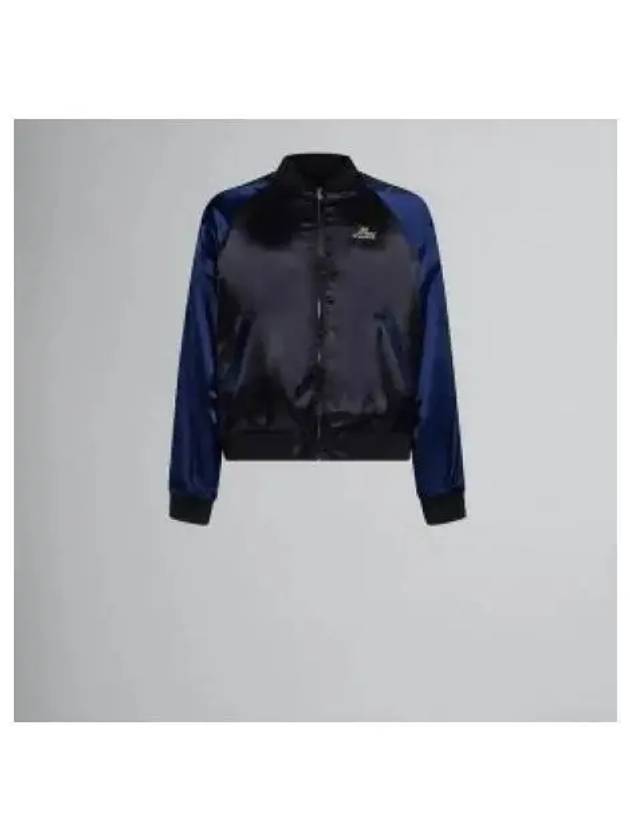 Embroidered Logo Satin Bomber Jacket Navy Black - MARNI - BALAAN 2