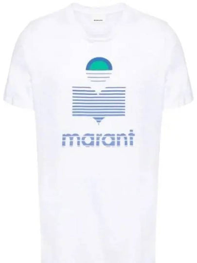 Karman Logo Linen Short Sleeve T-Shirt White - ISABEL MARANT - BALAAN 2