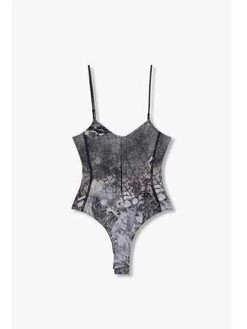 Women s Printed Easy Bodysuit Dark Gray - DIESEL - BALAAN 1