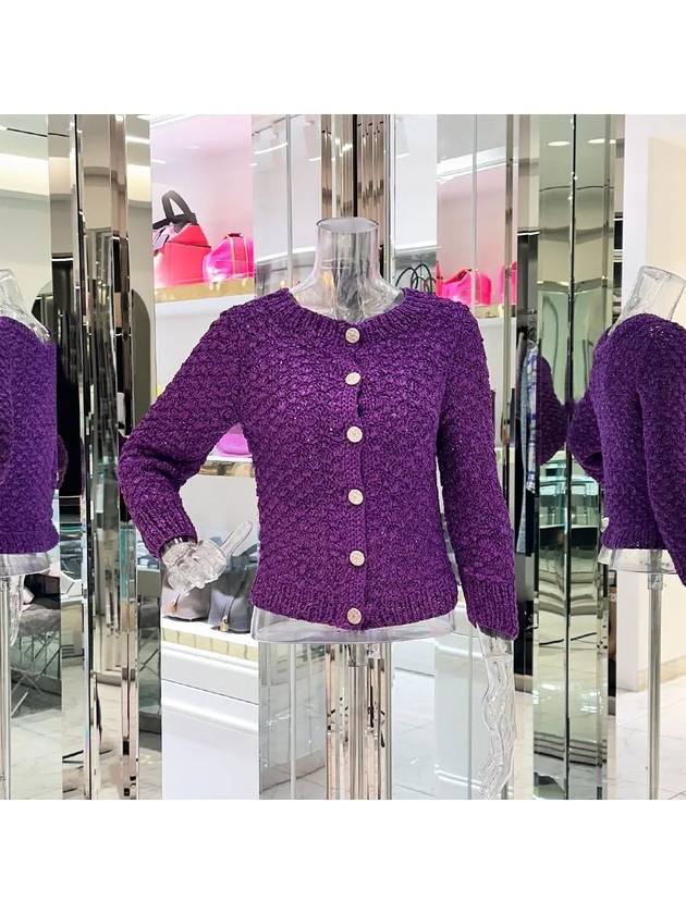 Silk Cardigan 38 Purple 4ET0864 - CHANEL - BALAAN 1