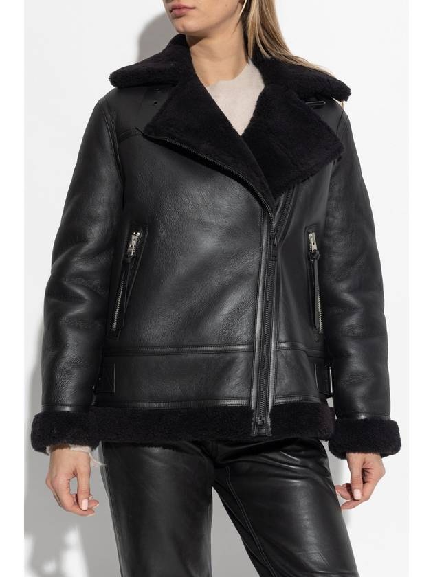 Solar Oversized Shearling Biker Jacket Black - ALLSAINTS - BALAAN 4