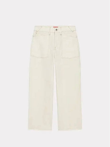 Women's White Cotton Denim Pants FD52DP2046D2 WB - KENZO - BALAAN 1