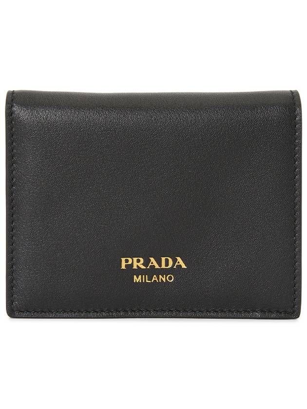 Women's Small Saffiano Smooth Leather Half Wallet Black - PRADA - BALAAN 2