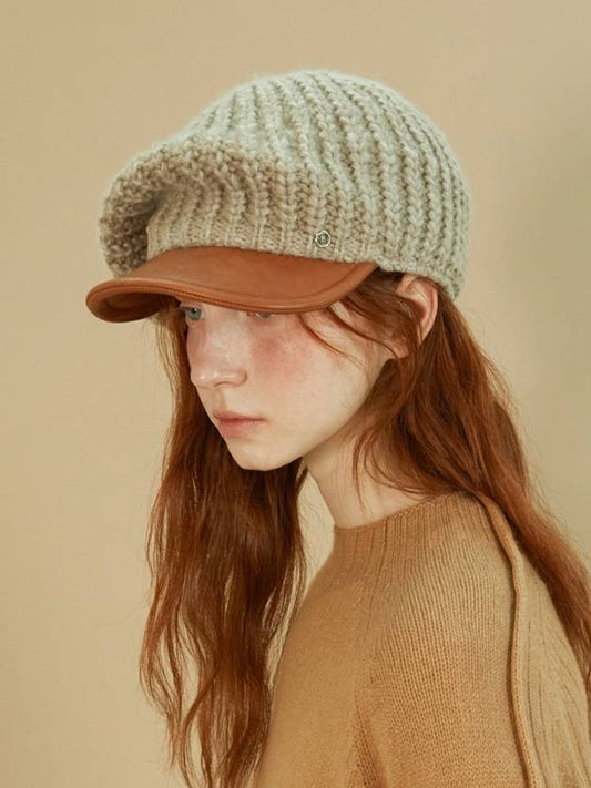 Duck beret Knitting beige - BROWN HAT - BALAAN 2