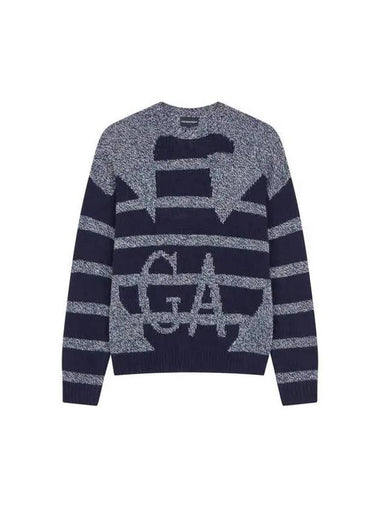 Men s Eagle Logo Point Knit Navy 271280 - EMPORIO ARMANI - BALAAN 1