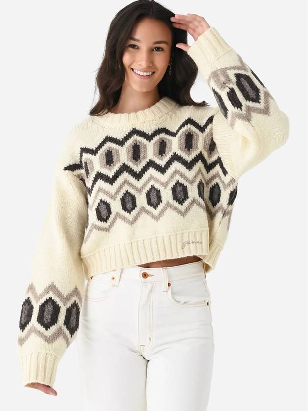 Chunky Wool Crop Knit Top Ivory - GANNI - BALAAN 2