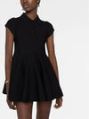 Polo Collar Viscose Short Dress Black - LOEWE - BALAAN 7