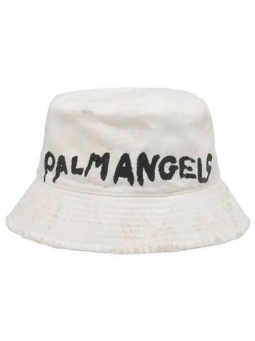 Seasonal Logo Bucket Hat White - PALM ANGELS - BALAAN 1