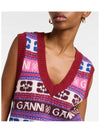 Logo Wool Mix Vest Red - GANNI - BALAAN 4