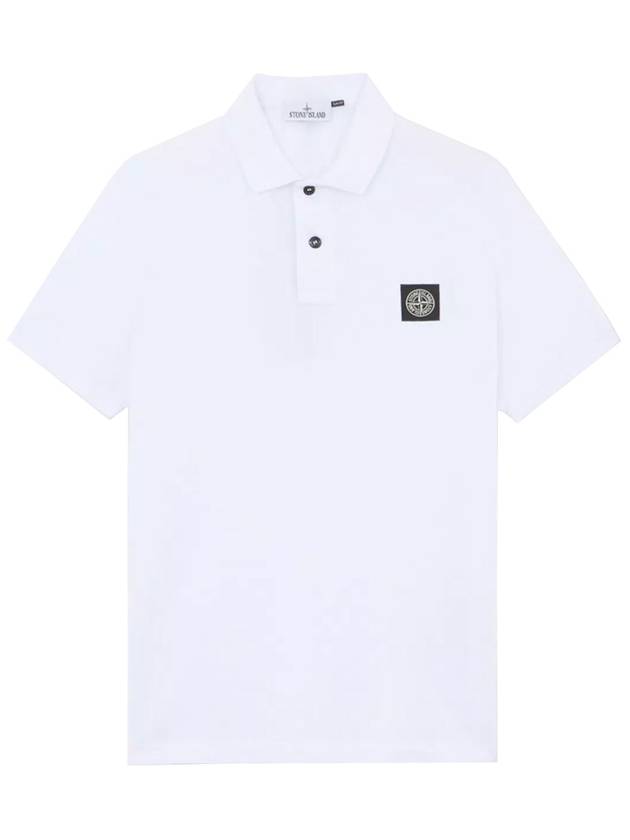 Organic Cotton Elastane Pique Polo White - STONE ISLAND - BALAAN 2