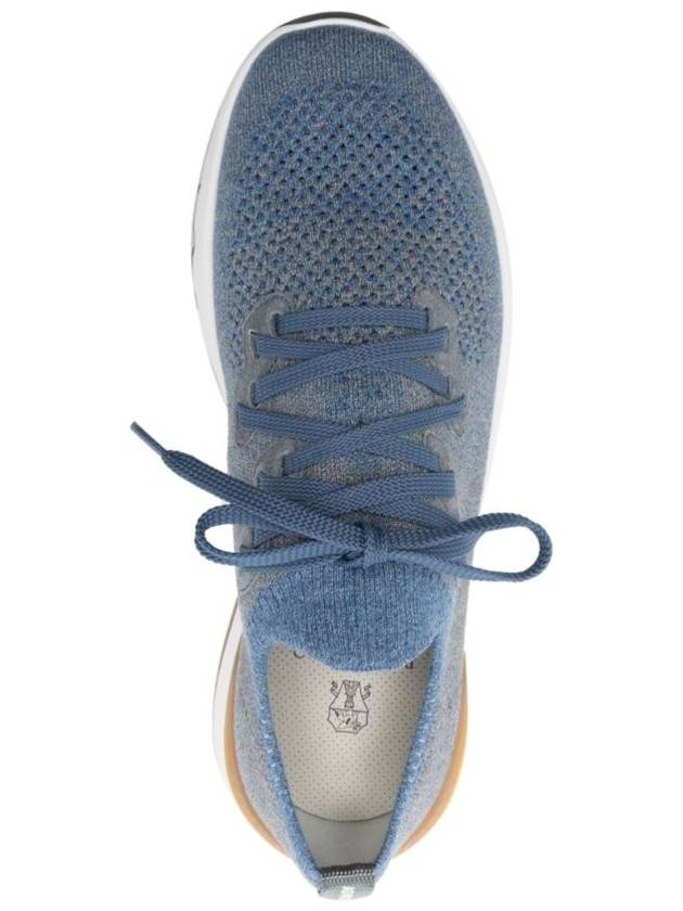 Stretch Knit Low Top Sneakers Blue - BRUNELLO CUCINELLI - BALAAN 3