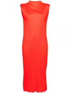 Pleated Tube Long Dress Red - ISSEY MIYAKE - BALAAN 2