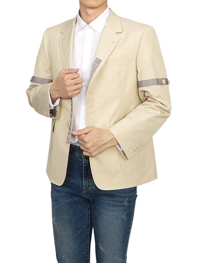 Single Breasted Button Blazer Jacket Beige - THOM BROWNE - BALAAN 6