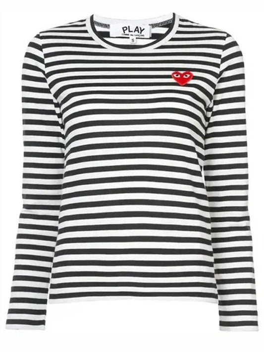 Women's Red Heart Wappen Stripe Long Sleeve T-Shirt P1 T163 1 Black - COMME DES GARCONS - BALAAN 2