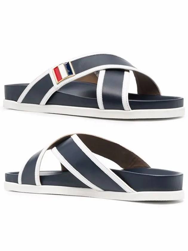 Three Stripes Buckle Cross Sandals Navy - THOM BROWNE - BALAAN 2