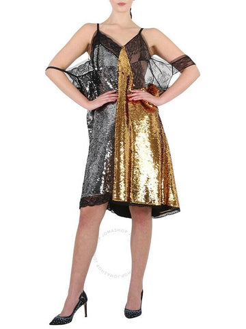 Burberry Ladies Gold Bicolor Sequin Cocktail Dress - BURBERRY - BALAAN 1