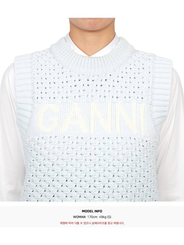 Logo Cotton Vest Light Blue - GANNI - BALAAN 6