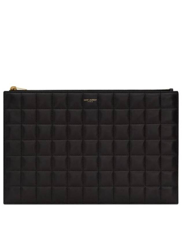 Quilted Leather Card Wallet Black - SAINT LAURENT - BALAAN 1