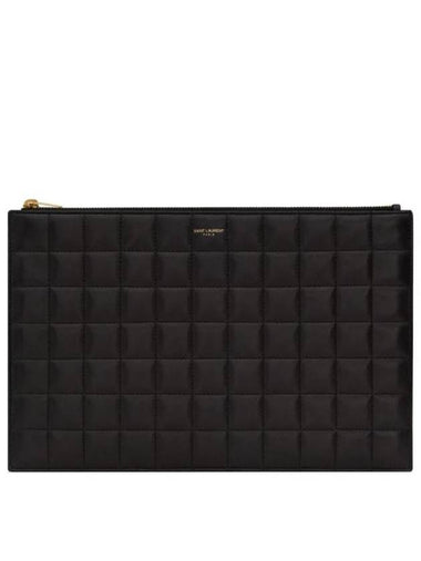 Quilted Leather Card Wallet Black - SAINT LAURENT - BALAAN 1