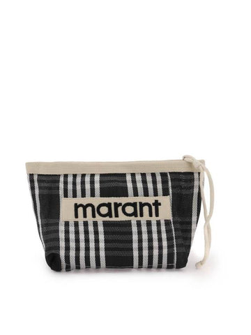 Embroidered Logo Pouch Bag Black - ISABEL MARANT - BALAAN 1