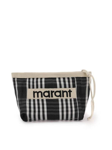 Embroidered Logo Pouch Bag Black - ISABEL MARANT - BALAAN 1