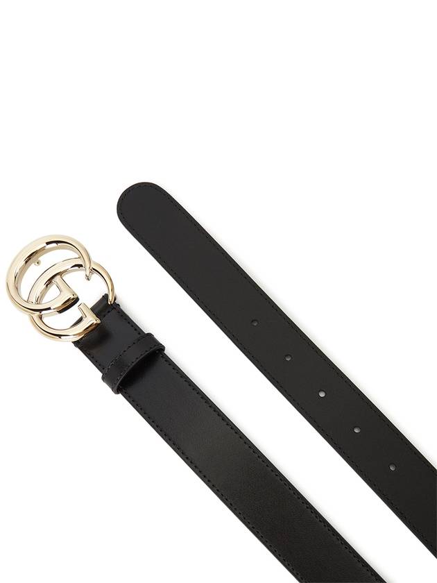 GG Marmont Thin Leather Belt Black - GUCCI - BALAAN 4