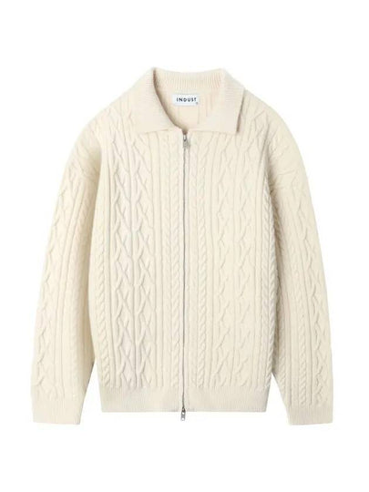 Fisherman Collar Zip-Up Knit Cream - INDUST - BALAAN 2