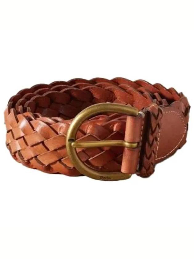 Interwoven Design Buckle Leather Belt Brown - POLO RALPH LAUREN - BALAAN 2