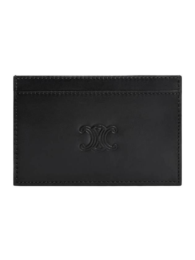 Satinated Triomphe Embossed Calfskin Card Wallet Black - CELINE - BALAAN 1