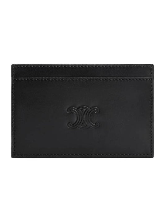 Satinated Calfskin Triomphe Embossed Card Wallet Black - CELINE - BALAAN 1