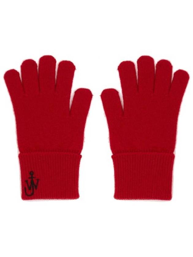 Embroidered Logo Wool Gloves Red - JW ANDERSON - BALAAN 1