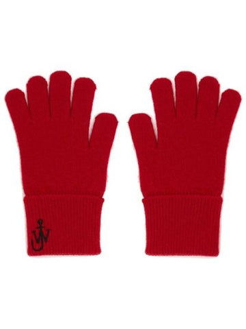 Embroidered Logo Wool Gloves Red - JW ANDERSON - BALAAN 1