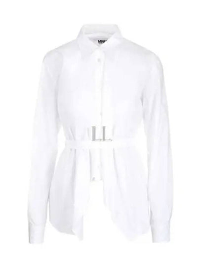 Kimono Poplin Cotton Tie Waist Shirt White - MAISON MARGIELA - BALAAN 2