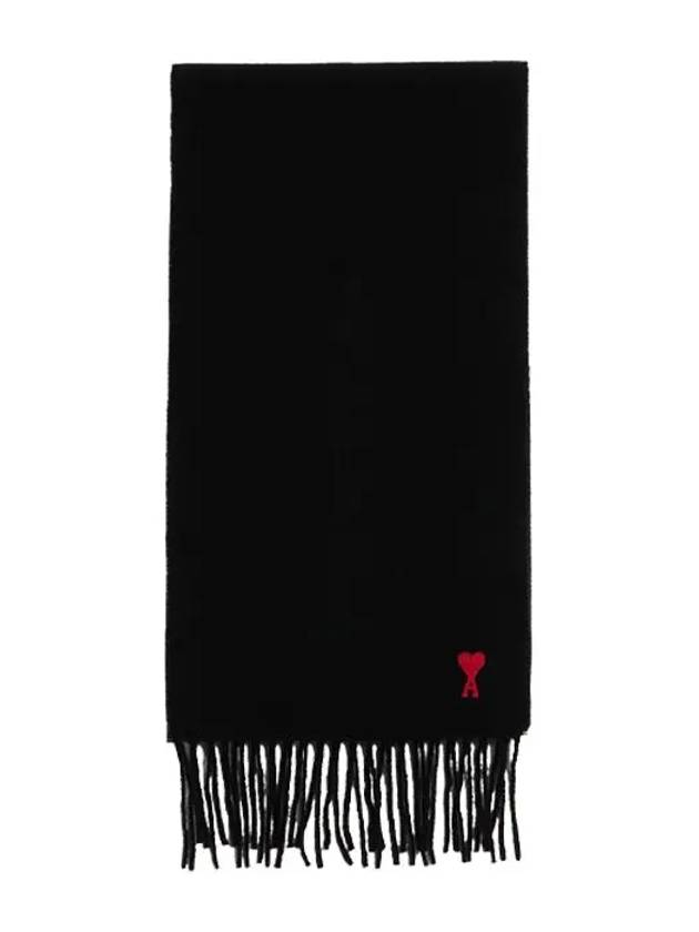 Small Heart Logo Classic Wool Scarf Black - AMI - BALAAN 2