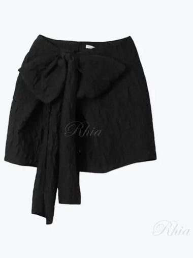 GIGI Bow Detail Mini Skirt 2 24RTW17001 Black - CECILIE BAHNSEN - BALAAN 1