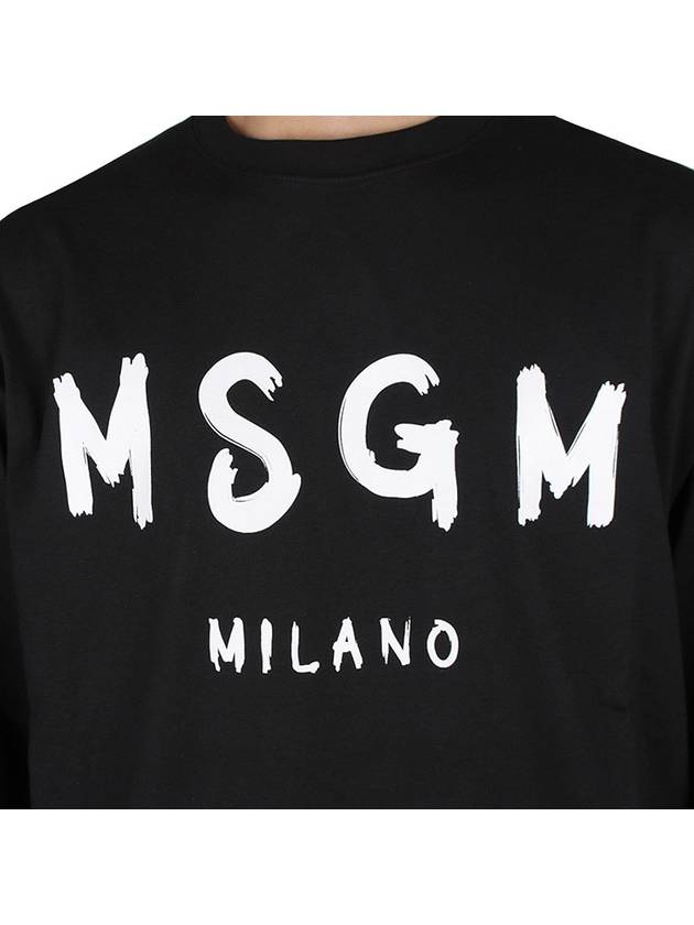 Milano Brushed Logo Long Sleeve T-Shirt Black - MSGM - BALAAN 7