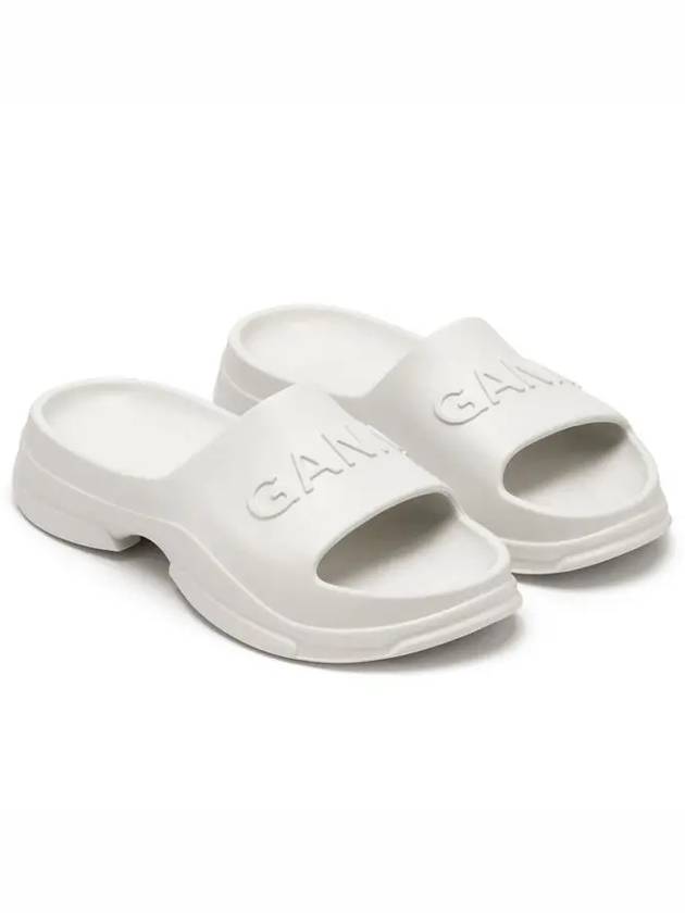 Logo Rubber Full Slide Slippers White - GANNI - BALAAN 2