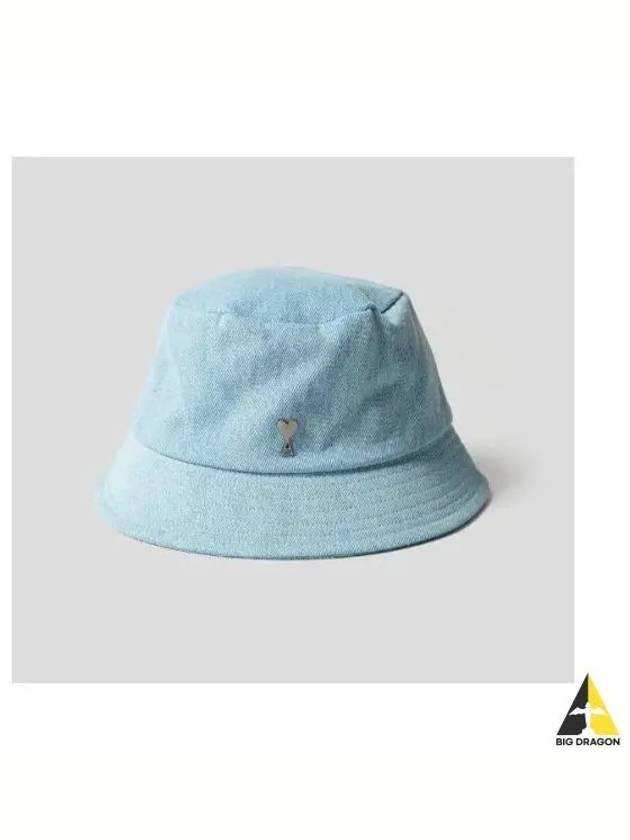 De Coeur Heart Logo Bucket Hat Light Blue UHA201 DE0002 - AMI - BALAAN 1