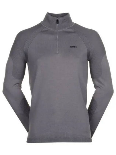 Logo detail cotton blend zip neck sweater - HUGO BOSS - BALAAN 2