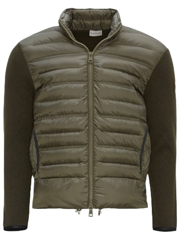 tricot knit wool padded cardigan army green - MONCLER - BALAAN.