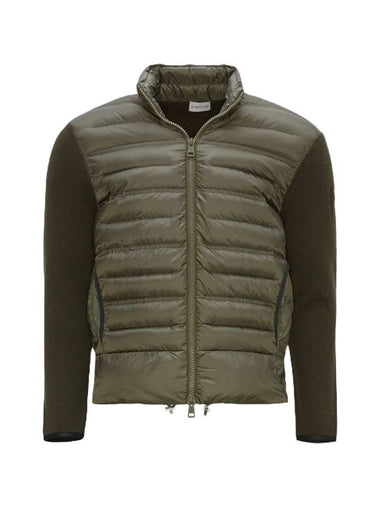 Tricot Knit Wool Padded Cardigan Army Green - MONCLER - BALAAN 1