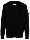 Waffen Patch Knit Zip Up Hoodie Black - STONE ISLAND - BALAAN 2