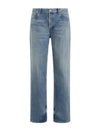 Cotton Straight Leg Jeans Blue - SAINT LAURENT - BALAAN 2