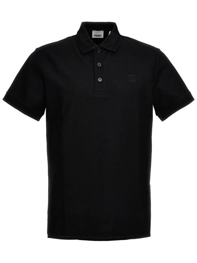 Men's Embroidered Logo Cotton Polo Shirt Black - BURBERRY - BALAAN 2